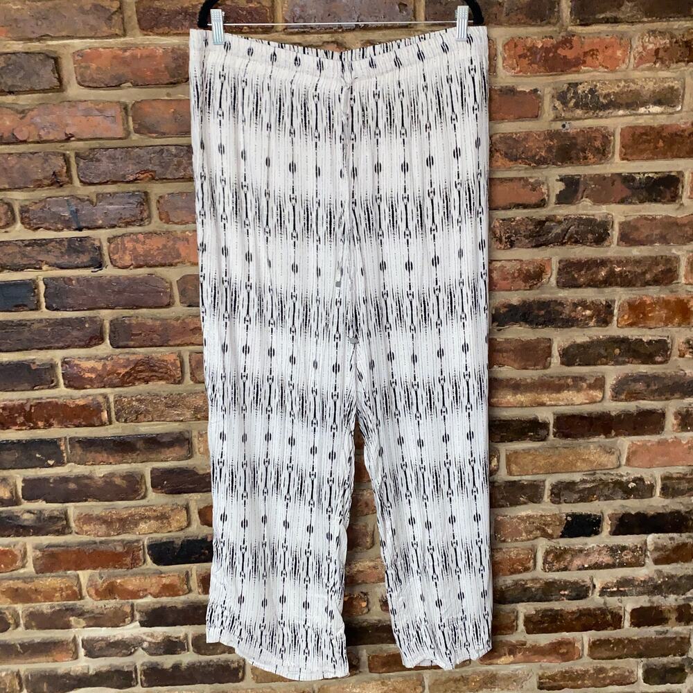 NWT Philosophy White Black Cream Printed Wide Leg Pants Women's Size 1X